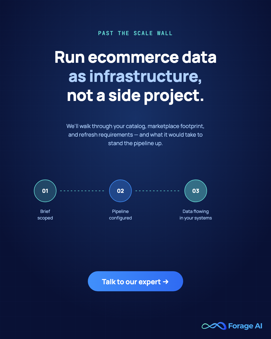 Promotional CTA, talk to a Forage AI expert about managed ecommerce data scraping for pricing, catalog, and review data at scale.